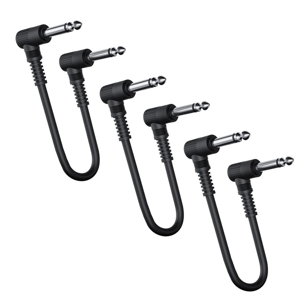 YFFSFDC 15cm Guitar Patch Cables for Guitar with Black Effects, Noise-Reducing, L-L Plugs, (3 Cables)