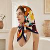 yangyizhi Large Square Headscarf, Simulated Silk Satin Fabric Scarf, Vibrant Floral Print Neck Multi-Purpose Turban Scarf Shawl Hair Tie