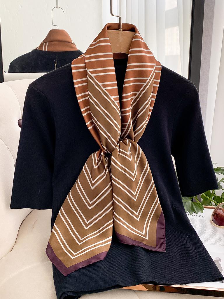 Luxury 90*90Cm Square Silk Scarf For Women Fashion Print Shawl Warps Elegant Neckerchief Bandanas Hijab Soft Stain Ladies Scarf