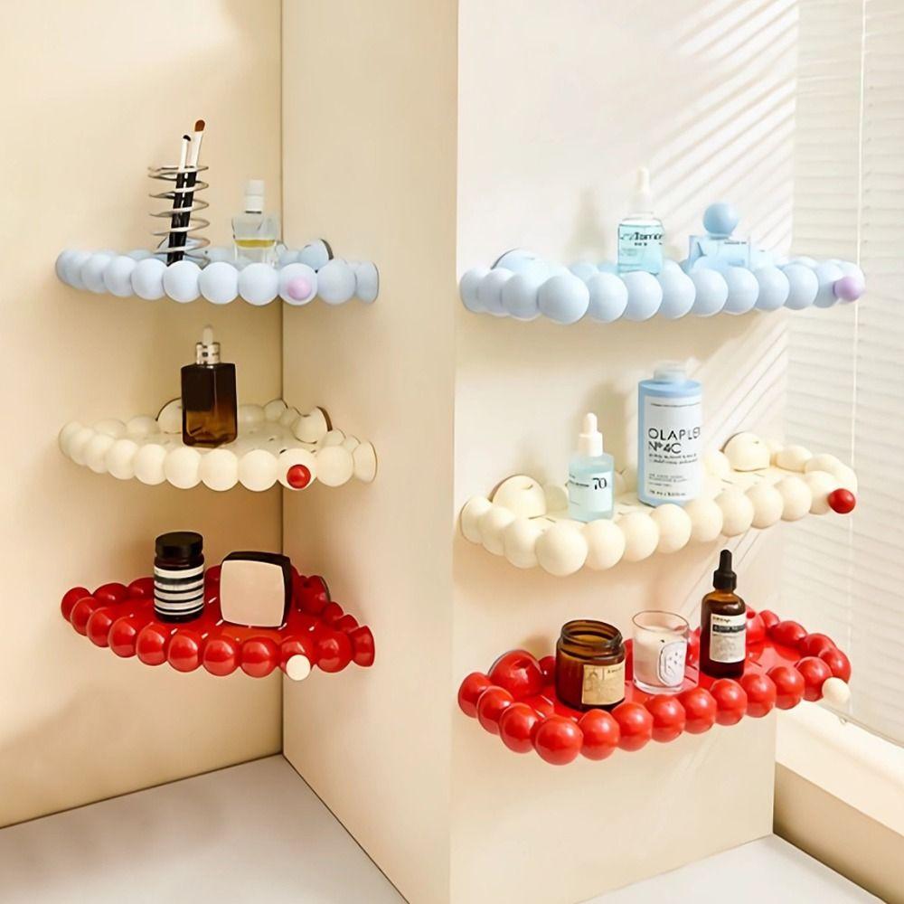 Suction Cup Wall Mounted Shelf ABS Shower Storage Rack Bathroom Organizer  Shower Room