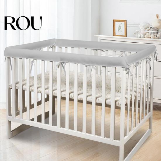 Copertura per Sbarre Lettino Dentizione Bambino 1 Set Copertura Traspirante in Rete per Culla, Morbido Protettore per Sbarre con Rivestimento Spesso Imbottito, Tappetino per Letti Toddler, Protezione Angoli Collisioni Cameretta