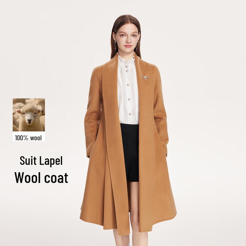 

FivePlus Women s Elegant Wool Blend Belted Coat L