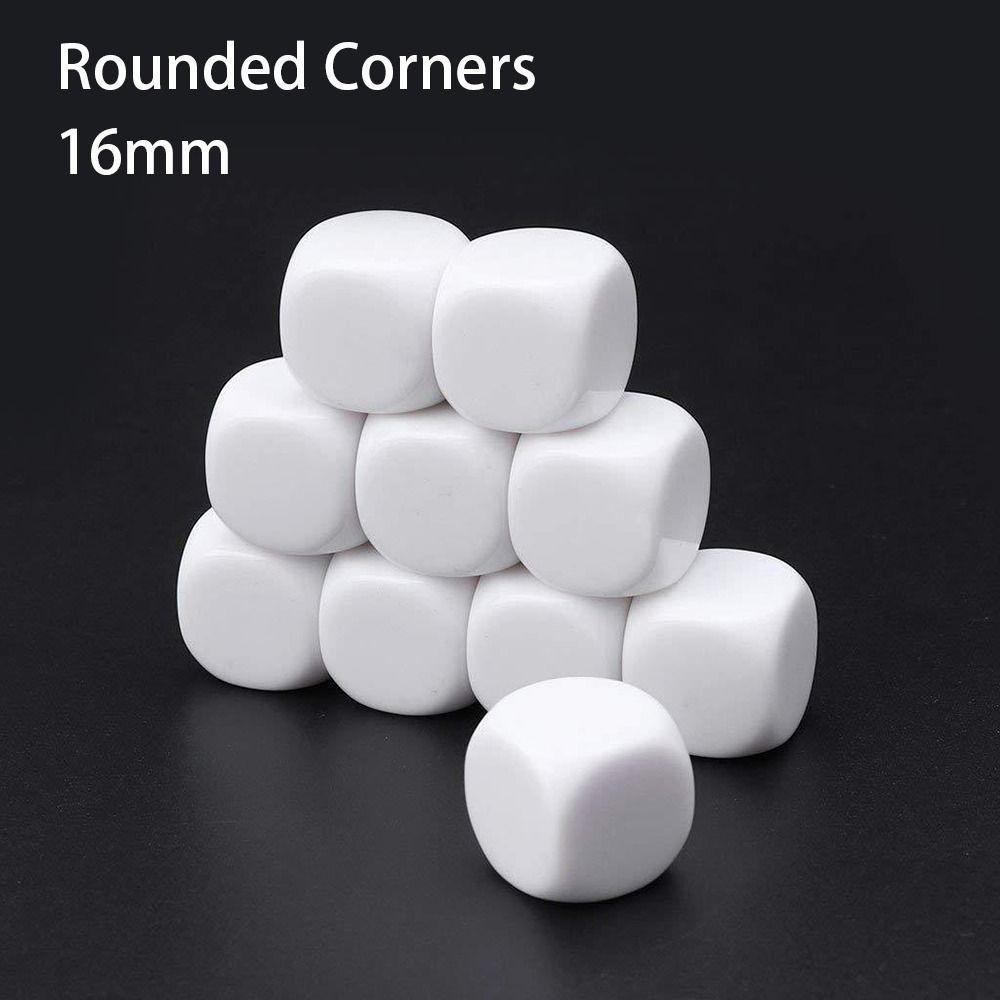 10Pcs/set Multifaceted D6 6-sided DND Dice 16mm 20mm Role-Playing Polyhedral Dice Acrylic Blank White Table Game TRPG DND