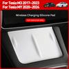 Silicone Wireless Charging Pad for Tesla Model 3 Y 2021 2022 2023 Phone Mount Silicone Non-slip Pads Car Accessories