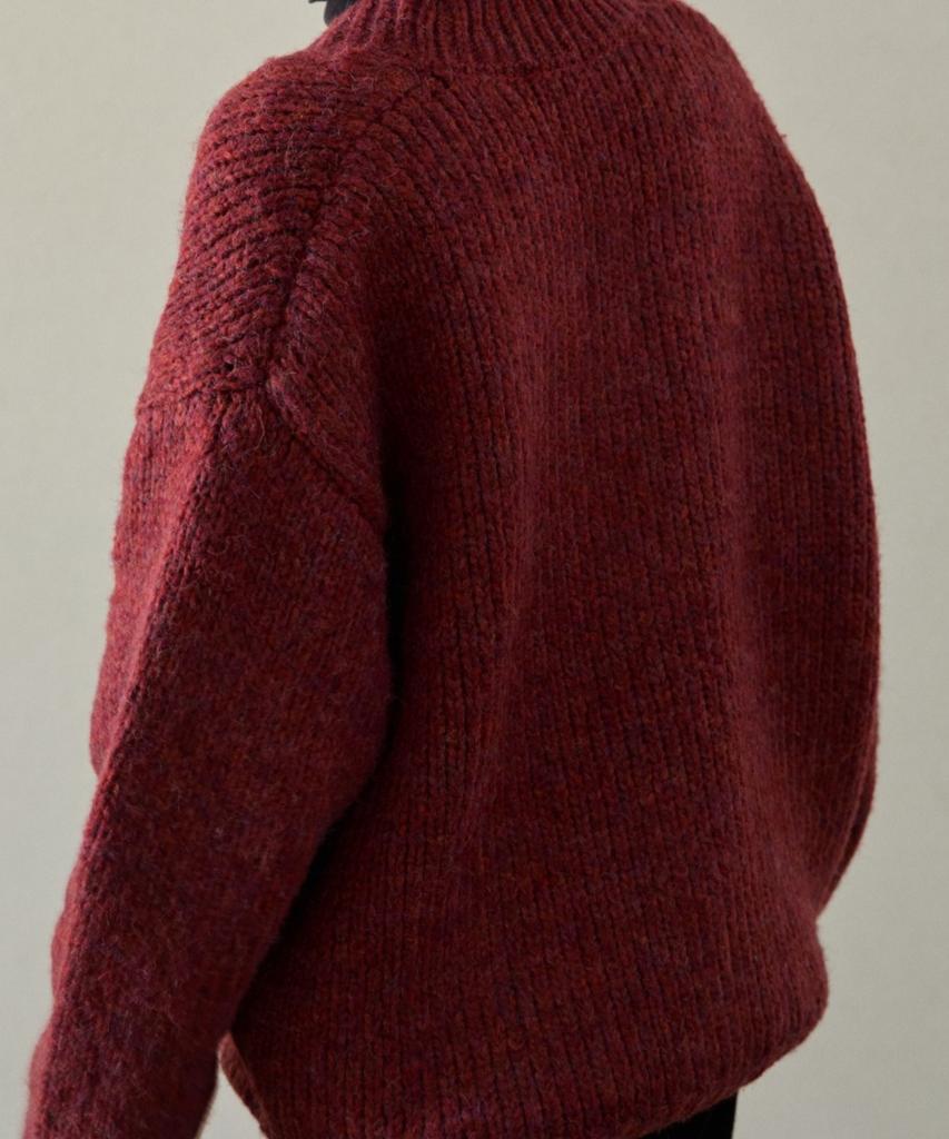 WIOE Overfit Knit Cardigan_Red
