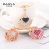 EASYA Cute Pig Shape Keychain Bag Key Ring Kawaii Anime Vintage Metal Crystal High-end Luxury Ladies Charm Jewelry gifts friends