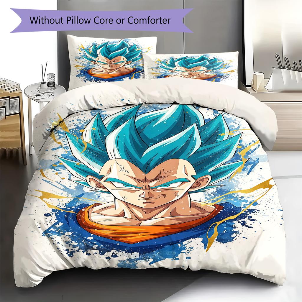 Biancheria da letto con motivo Son Goku, Set piumone Copripiumone Federa Regalo di compleanno per la casa (1 * copripiumino + 2 * federa, senza nucleo)