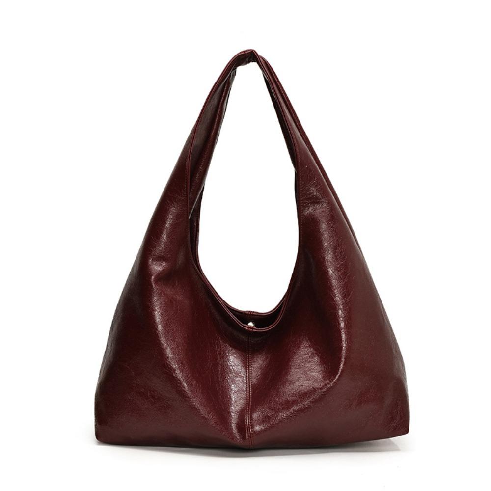 Solid Color Retro PU Tote Bag Tote Bag Underarm Packs Sweet Large Capacity Handbag  Office Worker