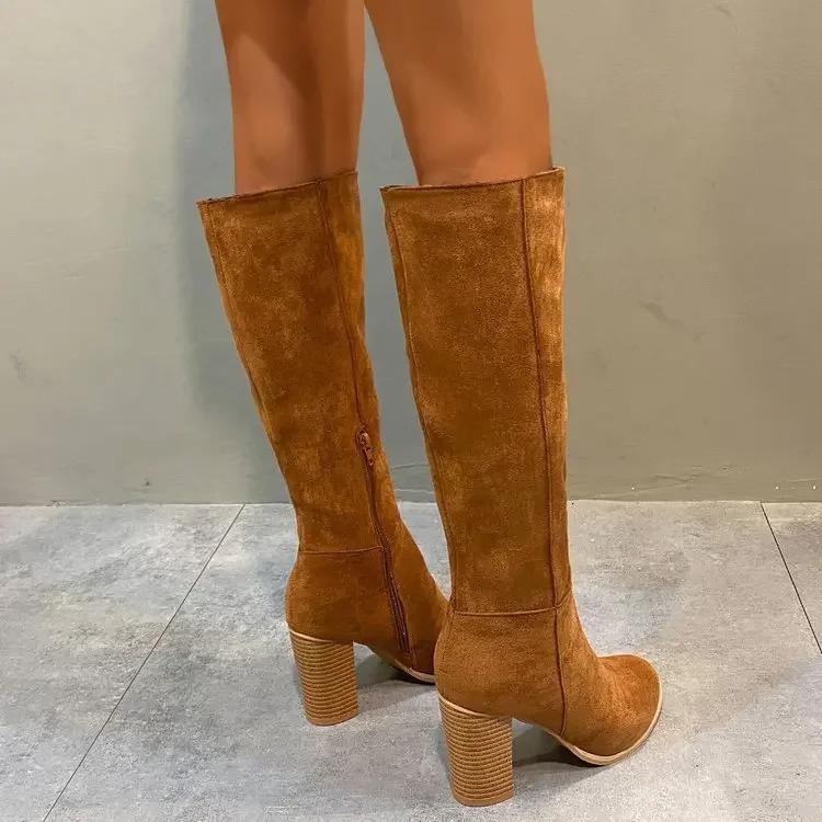 Plus Size Pointed Elastic High Heel Over Knee Long Boots Women's Wholesale Autumn/Winter Slimming Legs Long Tube Boots