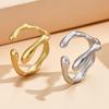 Retro Baroque Stainless Steel Adjustable Ring with Irregular Split Design for Women