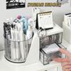 Rotating Pen Holder Large Capacity Desk Organizer with Drawer 360° Spinning Pencil Stand for Office School Home