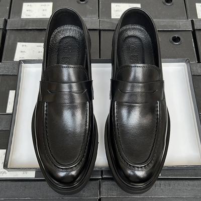 Mocassins masculinos de couro respirável, sapatos sociais casuais para trabalho, calçados para trabalho, com pedal preguiçoso, sapatos masculinos de couro