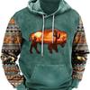 3D Printed Hooded Sweater Men's 3D Hooded Sweater with Rope and Pocket