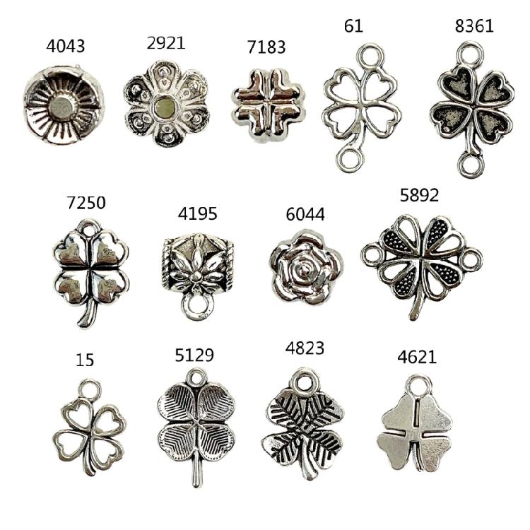 Balení 100 komponentů pro šperky se čtyřlístkem Přívěsek na náhrdelník Šperkařská doplňková texturovaná slitina Přívěsek pro jedinečné šperky