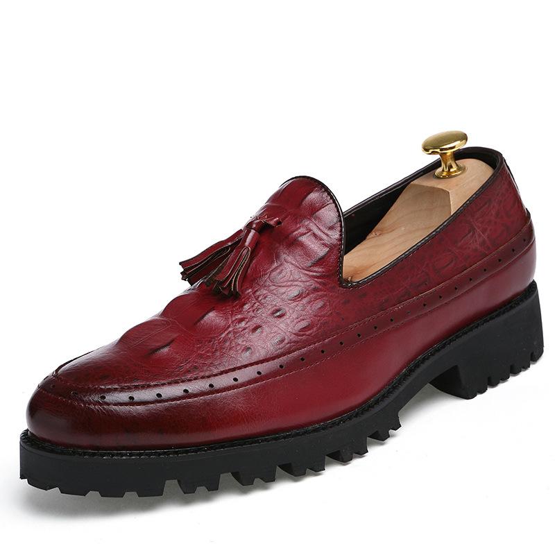 

Spring and autumn fringed pointed loafer men s new British business leisure breathable foot cover one pedal leather shoes men s shoes 43