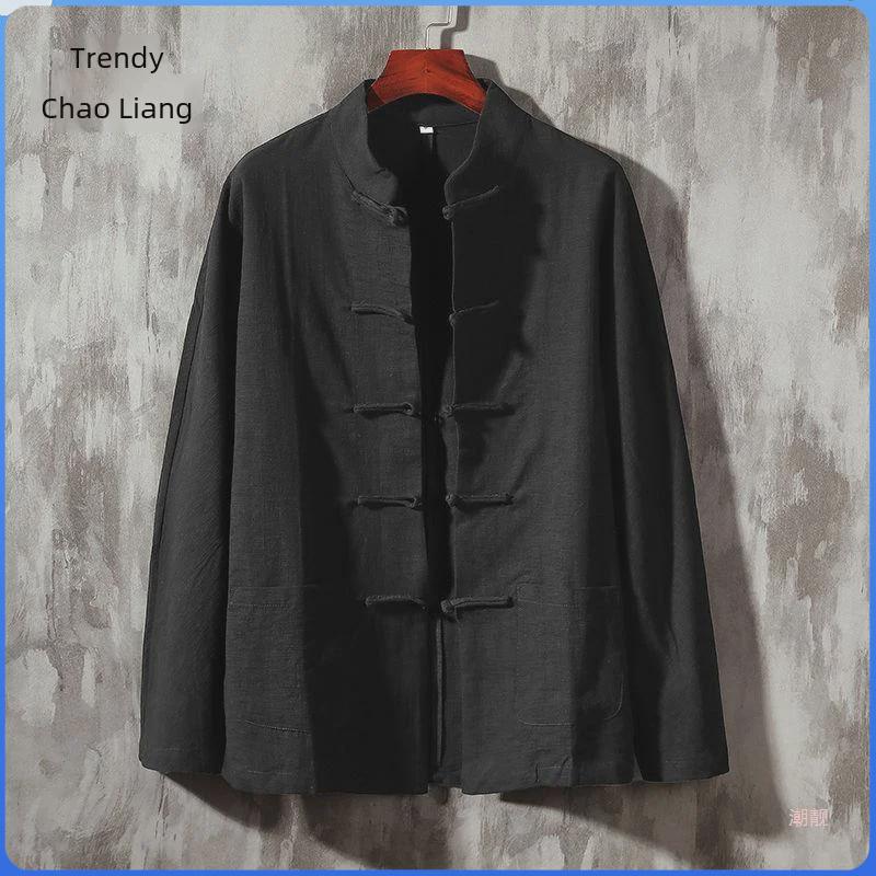 Men's Retro Chinese Style Stand Collar Cotton-Linen Shirt
