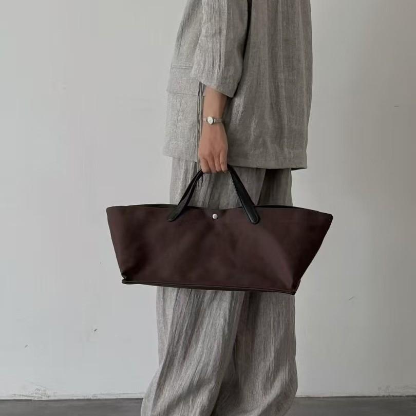 Canvas Spliced Cowhide Women`s Tote Bag