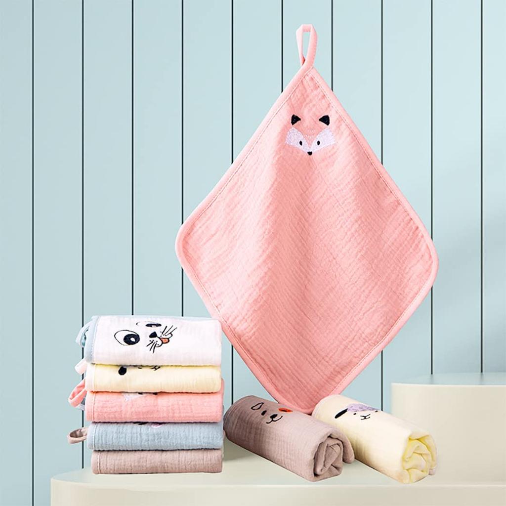 Gauze Handkerchiefs for Gauze Baby with Set of 20cm X 20cm [MOMSMENU] Babies, 6-Layer Towels, 100% Cotton, Loops, Soft, 5,