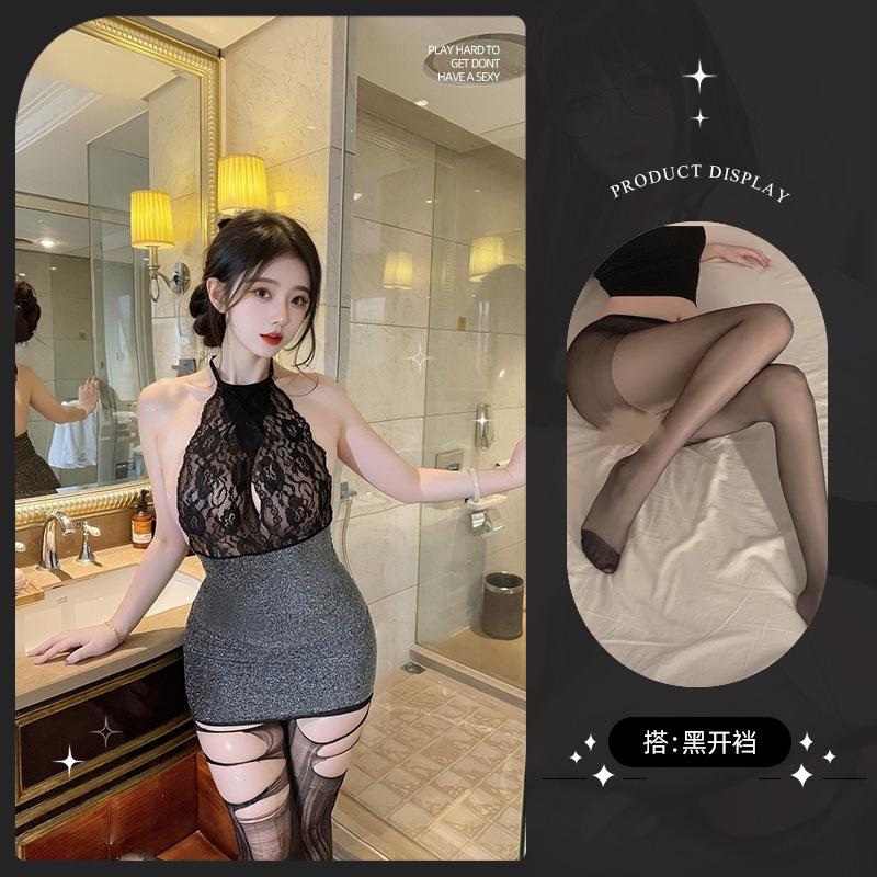 Sex underwear pure desire hottie shiny sexy neck uniform shiny temptation royal sister secretary hip skirt