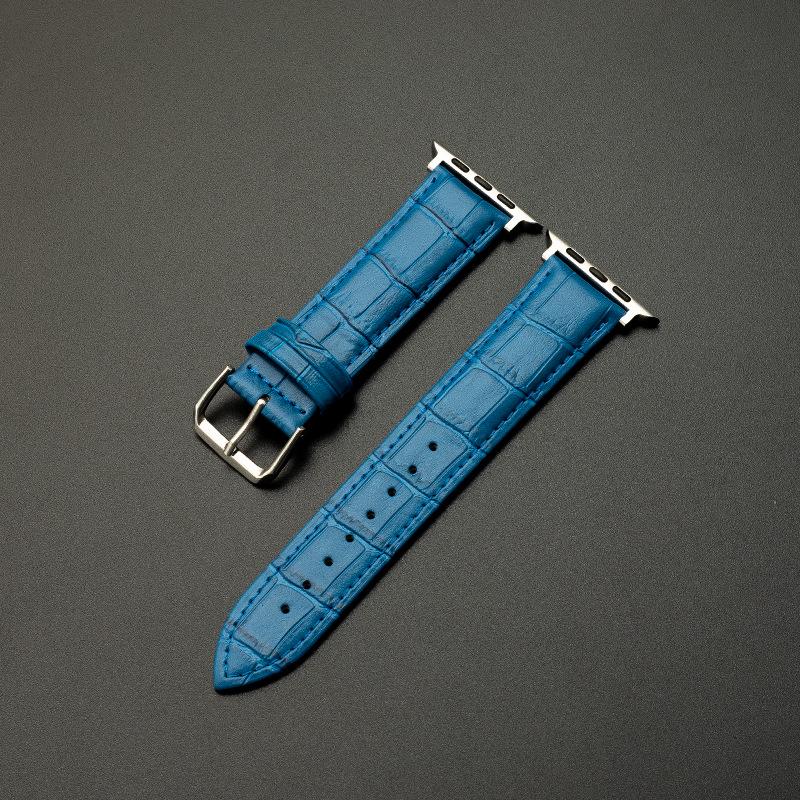 Genuine Leather Bamboo Grain Slim Apple Watch Band for Men & Women - iWatch Ultra Style