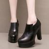 12cm Malá Velikost 32-43 Hluboký Výstřih Boty z Měkké Kůže Platformové Lodičky Podzim Zima Blokový Vysoký Podpatek Boty s Kožešinou Kancelářský Model