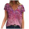 Women's Fashion Casual Plus Size Scenic Flowers Printing Round Neck T-Shirt Tops