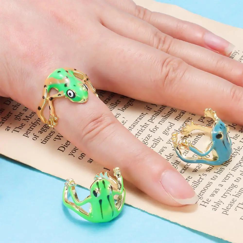 Fashion Mini Originality Tree Frog Ring Alloy Opening Frog Open Rings Cute Animal Shape Jewelry Accessories for Men Women