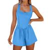 Damen Farbe Sport Strampler Eingebaute Shorts Lässiger Jumpsuit Workout Athletischer Strampler