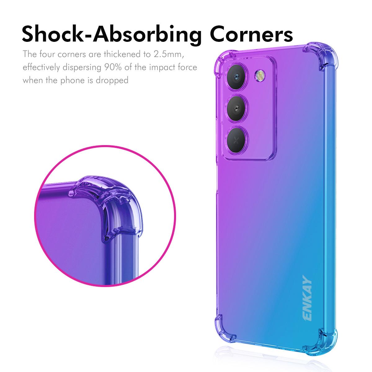 

For Realme V60 Pro 5G/Realme 14x (India) 5G TPU Case ENKAY Thickened Four Corner Drop-proof Phone Back Cover Blue/Pink