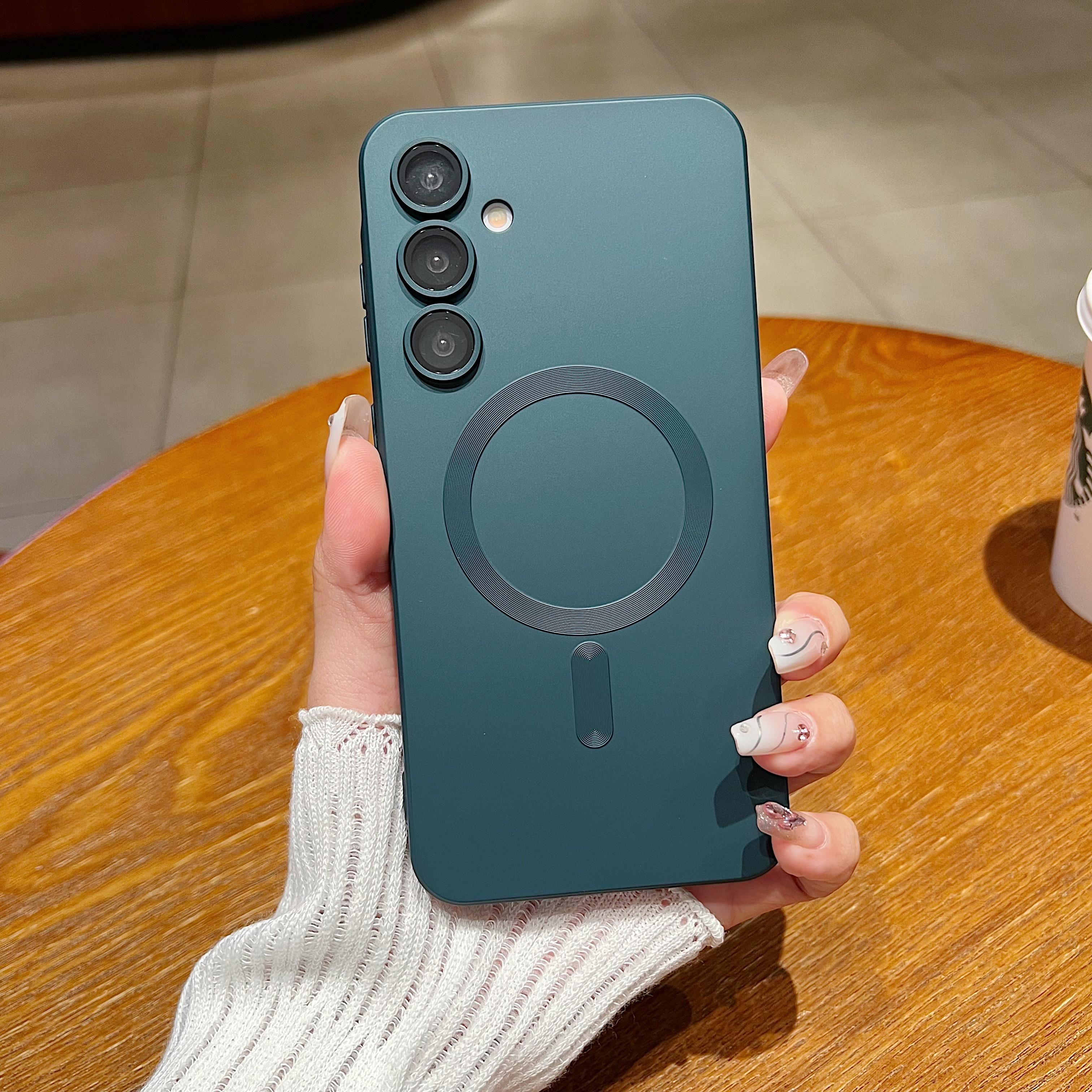 

Магнитная зарядка Матовый бампер для защиты объектива камеры Чехол для телефона для Samsung Galaxy S24 S23 S22 S21 A06 A16 A26 A36 A56 A55 A54 Мягкий силиконовый чехол из ТПУ Samsung Galaxy S24