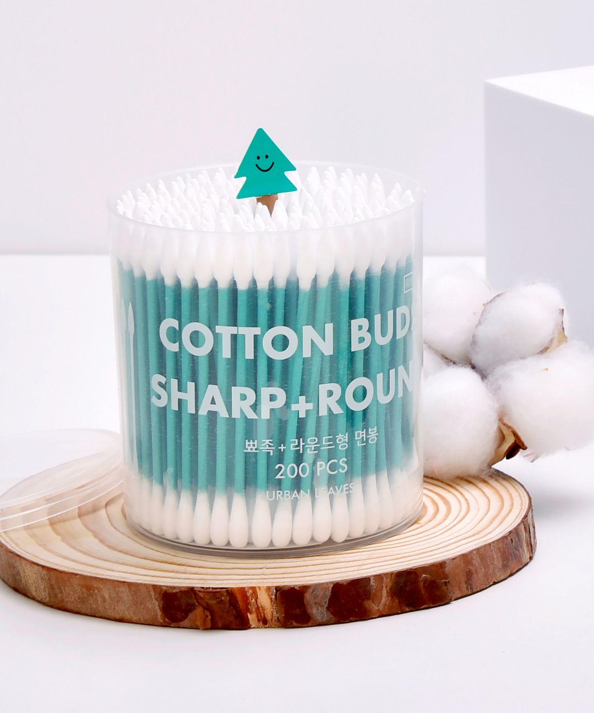 Pure Cotton Swabs (Pointed + Round) 1000 Sheets (200 Sheets * 5 Packs)