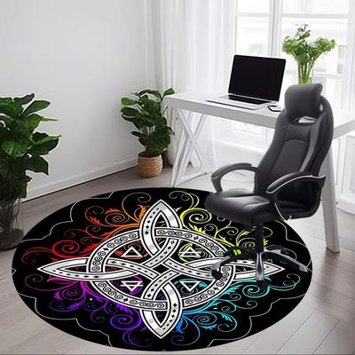 1pc Celtic Mandala Office Round Area Rug, Indoor Mat Suitable For Office, Under Office Chairs Bedroom Living Room Home Decor, Room Deco
