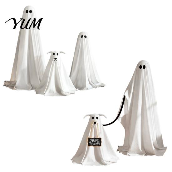 Mysterious Lawn Decorations for Party Halloween Ghost Dog Decoration, Spooky Ornament with LED Lights And Hazy Light Effect Decor Remote Control,