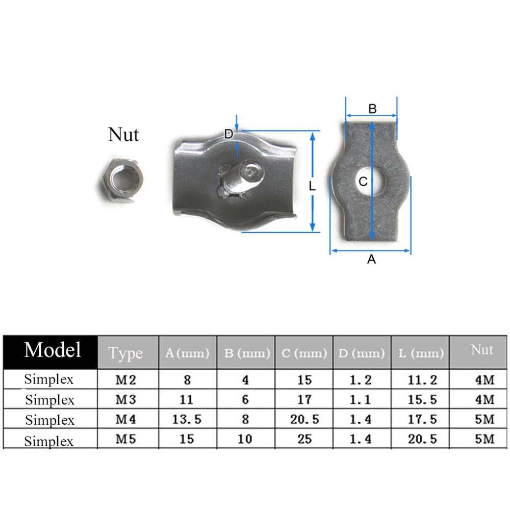 Rope Simple Grip Fixing Tool Stainless Steel Wire Rope Clamp Caliper Rigging Thimbles Bolt Clip