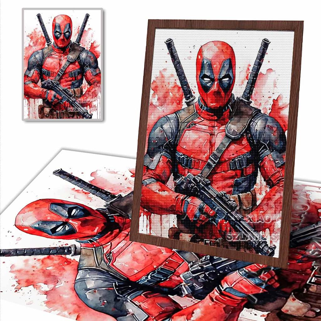 5D DIY Diamond Art Painting Kits for Adults, Deadpool Full Round Crystal Diamond Kits for Beginner for Home Wall Decorate