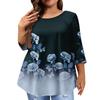 Women's Fashion Casual Round  Neck 3/4 Sleeve Oversized Top