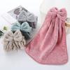 2Pcs Coral Fleece Towels Hand-Wiping Towels Bathroom Kitchen Use Hanging Towel Set 33cm x 33cm Peach