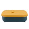 Silicone Bento Lunch Box Rectangle Leakproof 3 Compartment Divided Food Storage Container for Kids Adults Yellow