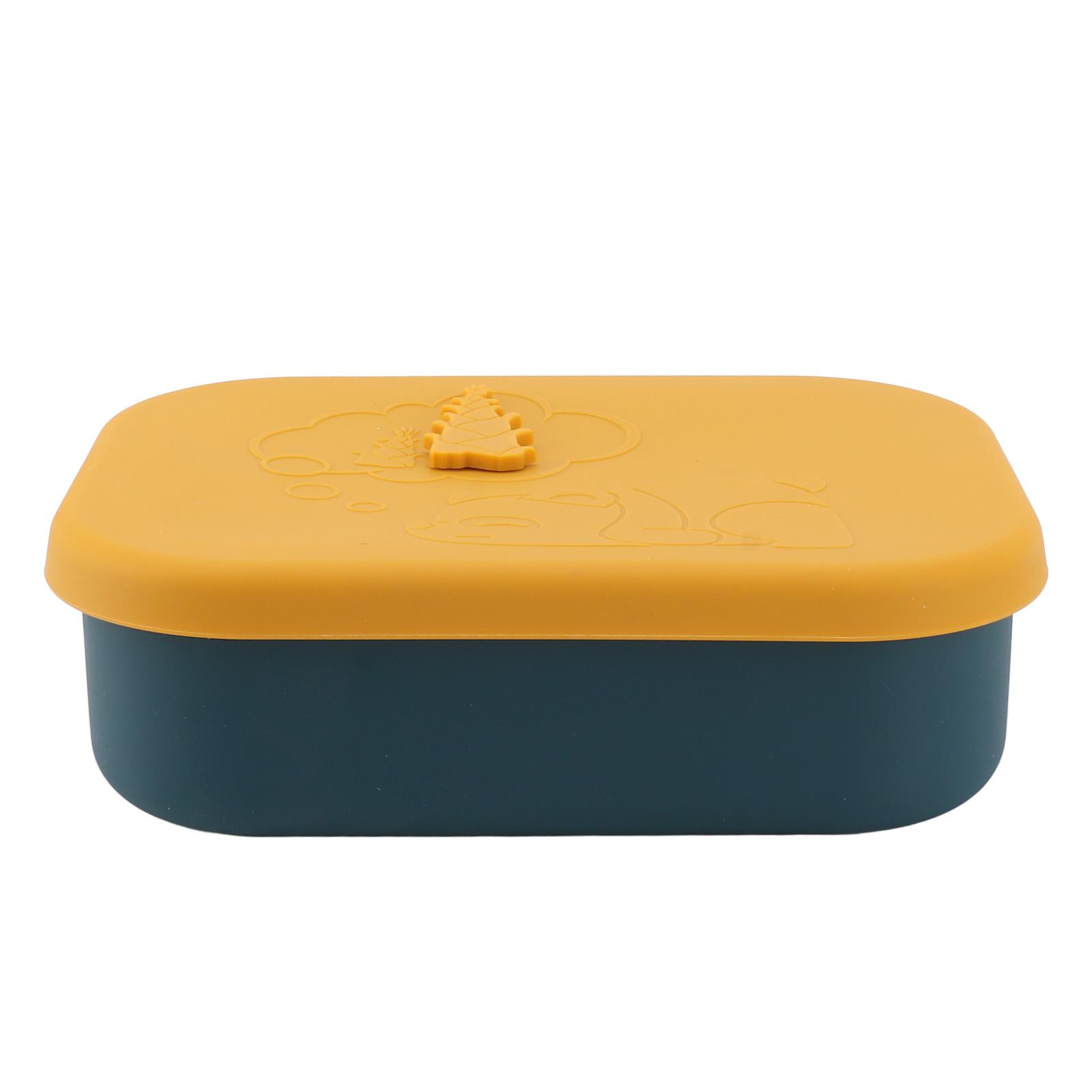 

Silicone Bento Lunch Box Rectangle Leakproof 3 Compartment Divided Food Storage Container for Kids Adults Yellow L жёлтый