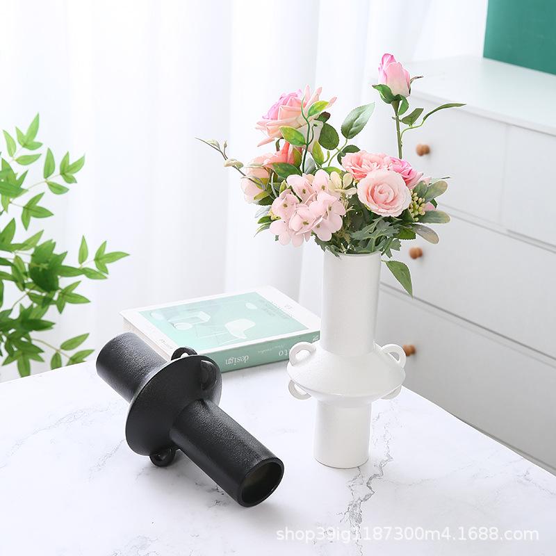 Black and White Ceramic Vase Creative Modern Home Flower Arrangement Light Luxury Soft Decoration High-end Ornament
