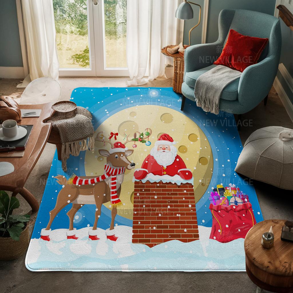 House Entrance Carpet Home Door Mat Living Room Bath Foot Bathroom Non-slip Water Absorption Rugs Bath Merry Christmas Winter