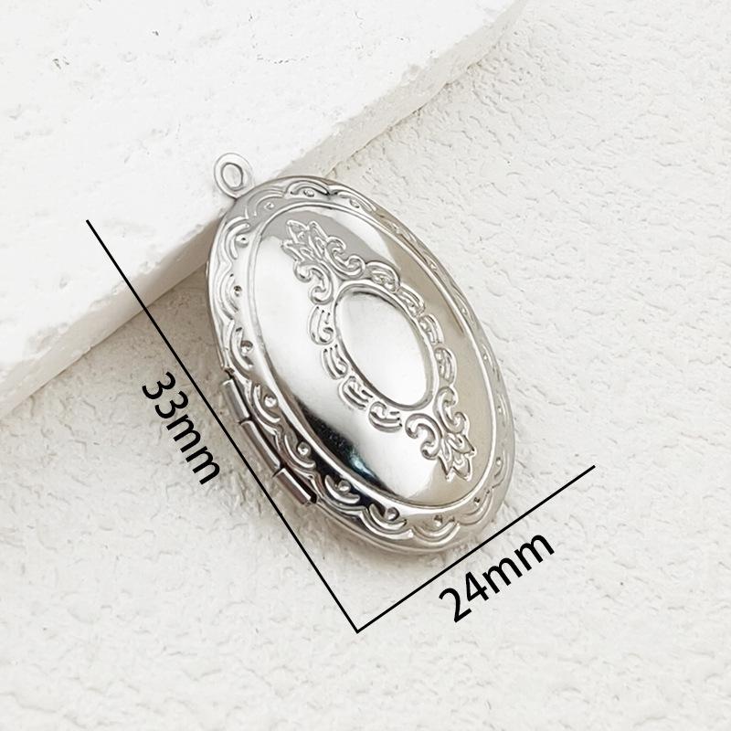 Collana Ciondolo Scatola Portafoto a Forma di Cuore, Rotonda e Quadrata in Acciaio Inossidabile Fai da Te