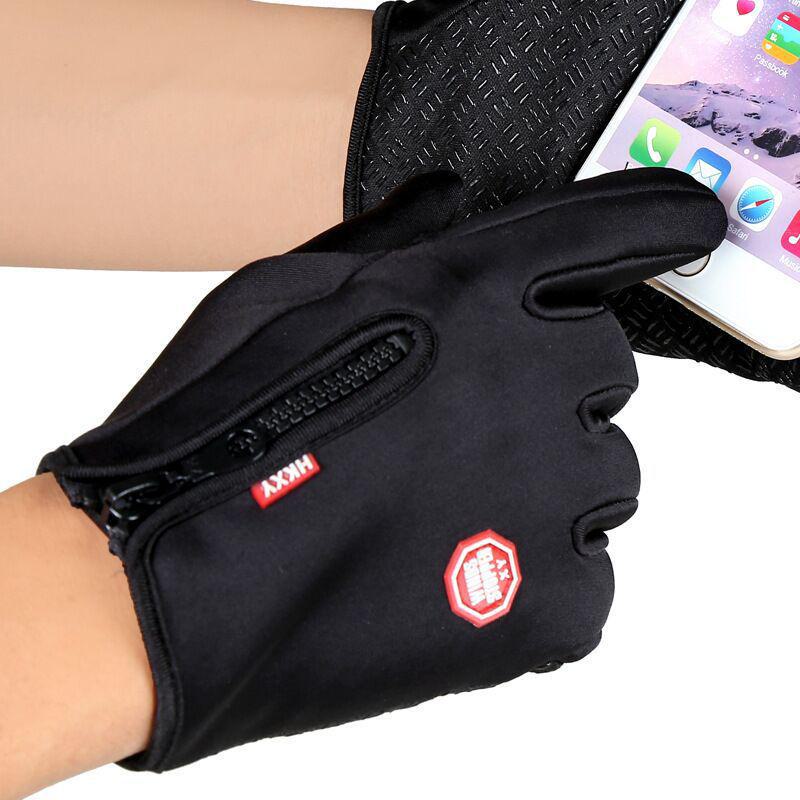 Pánské nepromokavé zimní rukavice s dotykovým displejem pro cyklistiku, fitness, horolezectví a outdoorové sporty - Protiskluzové se zipem.