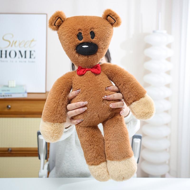 35~90Cm Gentle Dressed Triangular Brown Bear Plush Toy Cartoon Figure Fluffy Cartoon Animal Appeasing Companion Gift