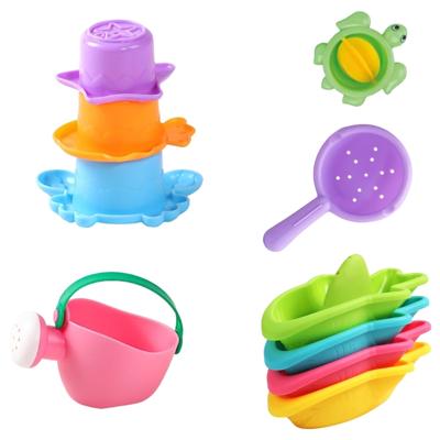 Conjunto de Brinquedos Coloridos de Plástico para Areia e Água com 10 Peças para Crianças Atividades Sensoriais ao Ar Livre na Praia e Piscina