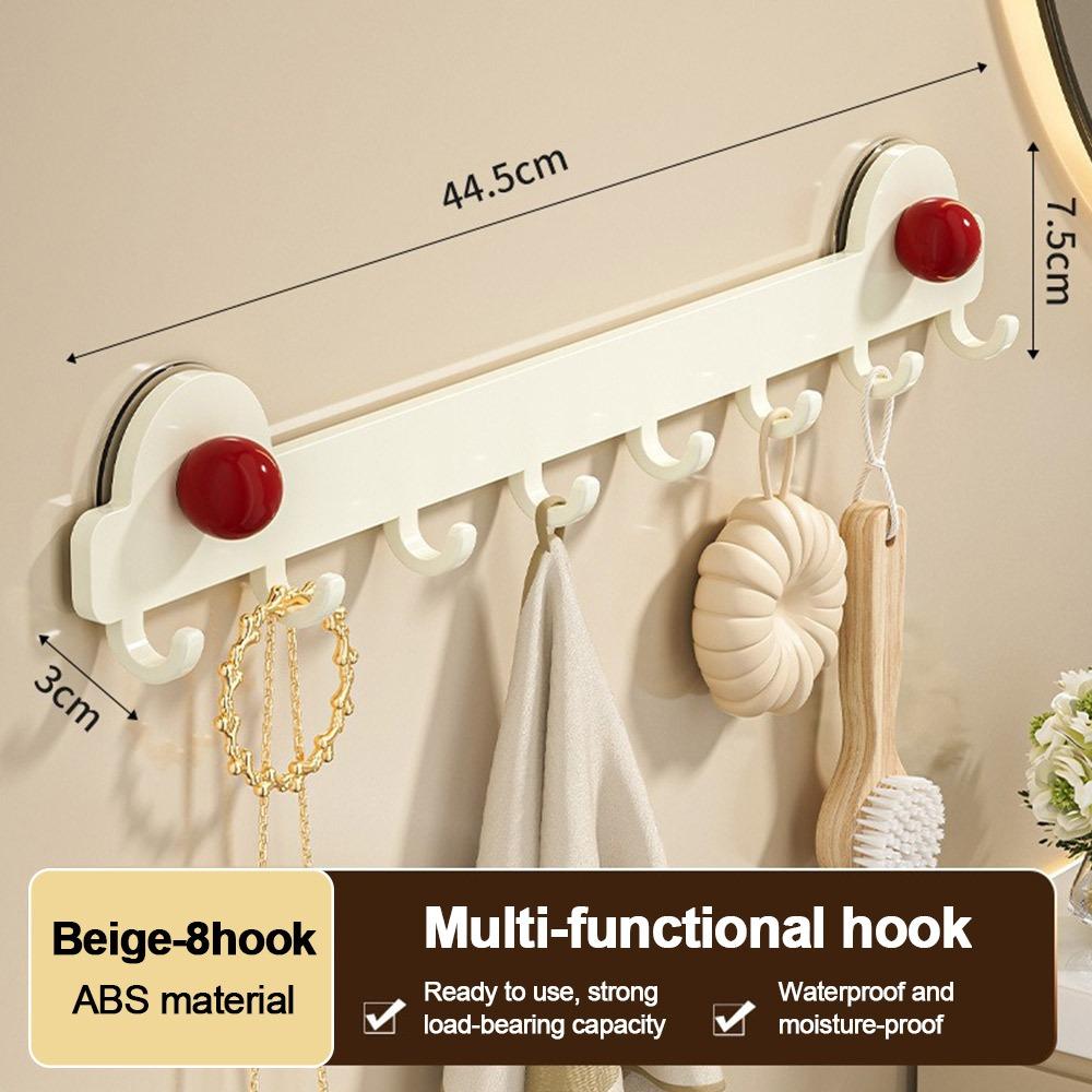 Plastic Bathroom Towel Holder Single Row Suction Cup Clothes Hanger Hook Simply Storage Convenient Coat Rack