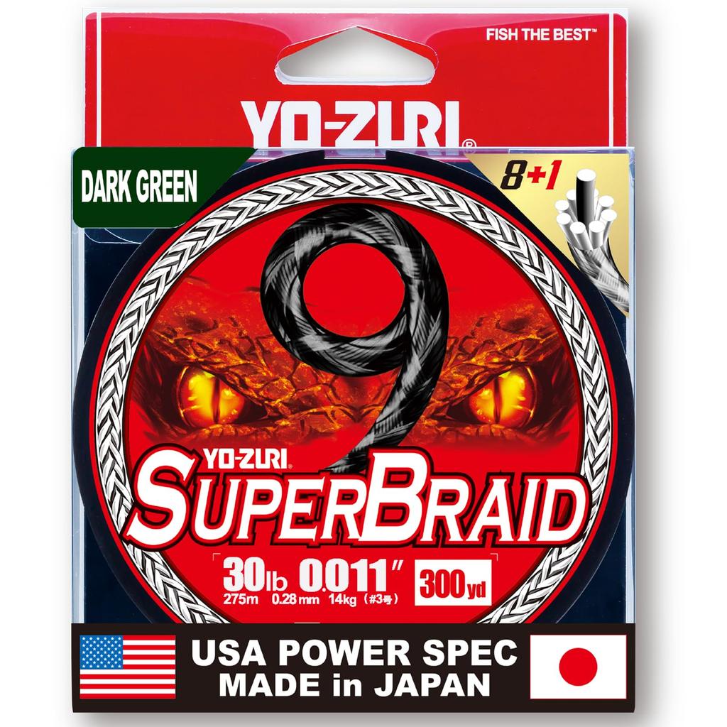 YO-ZURI PE-Schnur Super Braid 9 300 YDS 30 Lbs Farbe: Dunkel