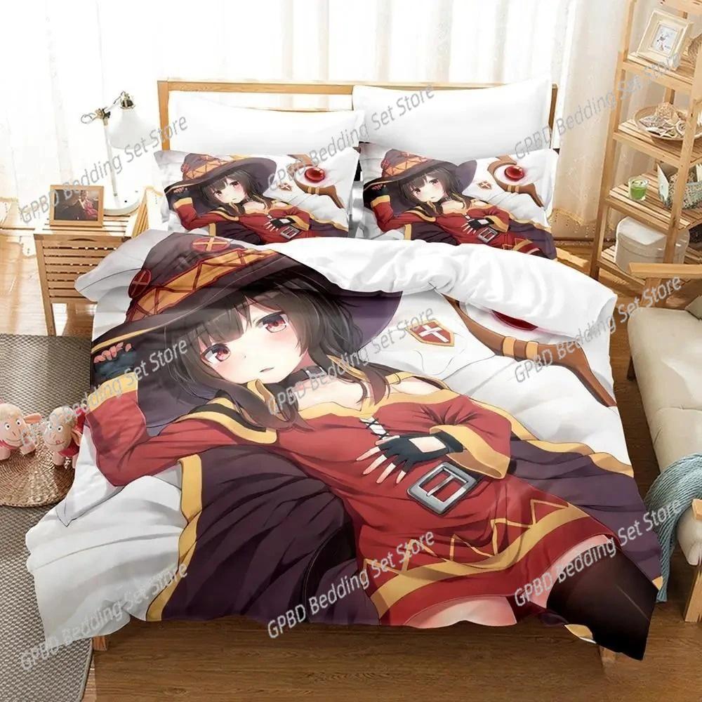 Anime Konosuba Bedding Set For Bedroom Soft Modern Bedspreads Comefortable Kids Duvet Cover Quilt Cover And Pillowcase