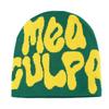 Mea Culpa Trendy Letter Print Beanies Knit  Hat Streetwear Cap Outfit Women Girl