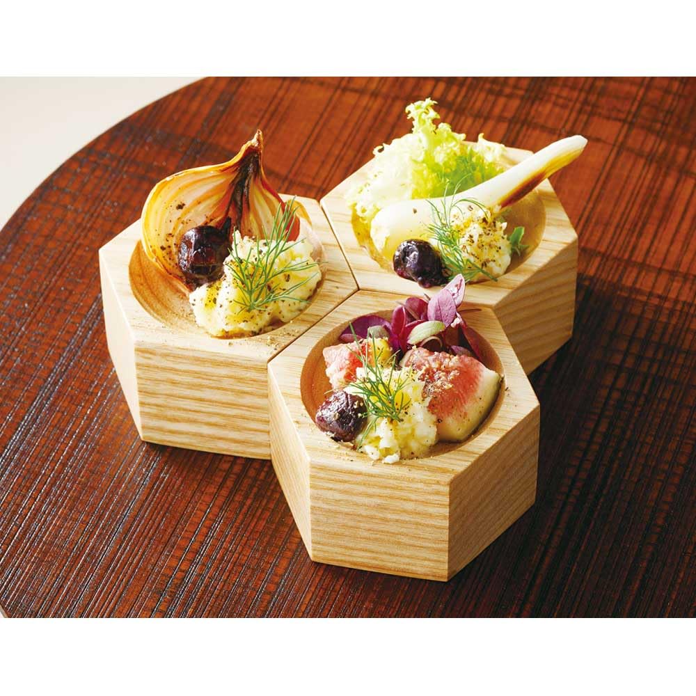 Yamaco Wooden Hexagonal Small Bowl, 7x6xH4cm, 27939